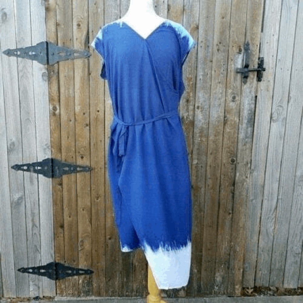 NWT Lane Bryant Size 16 Dip Dye Faux Wrap Belted Long Maxi Dress